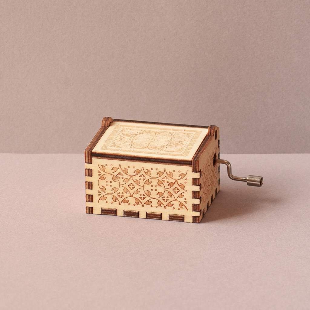 Wedding Wooden Music Box With Initials and Rings
